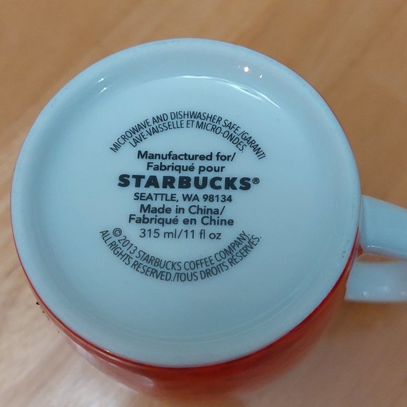 2013 Starbucks holiday ceramic mug poinsettia and snowflake 11 fl oz - Picture 6 of 8